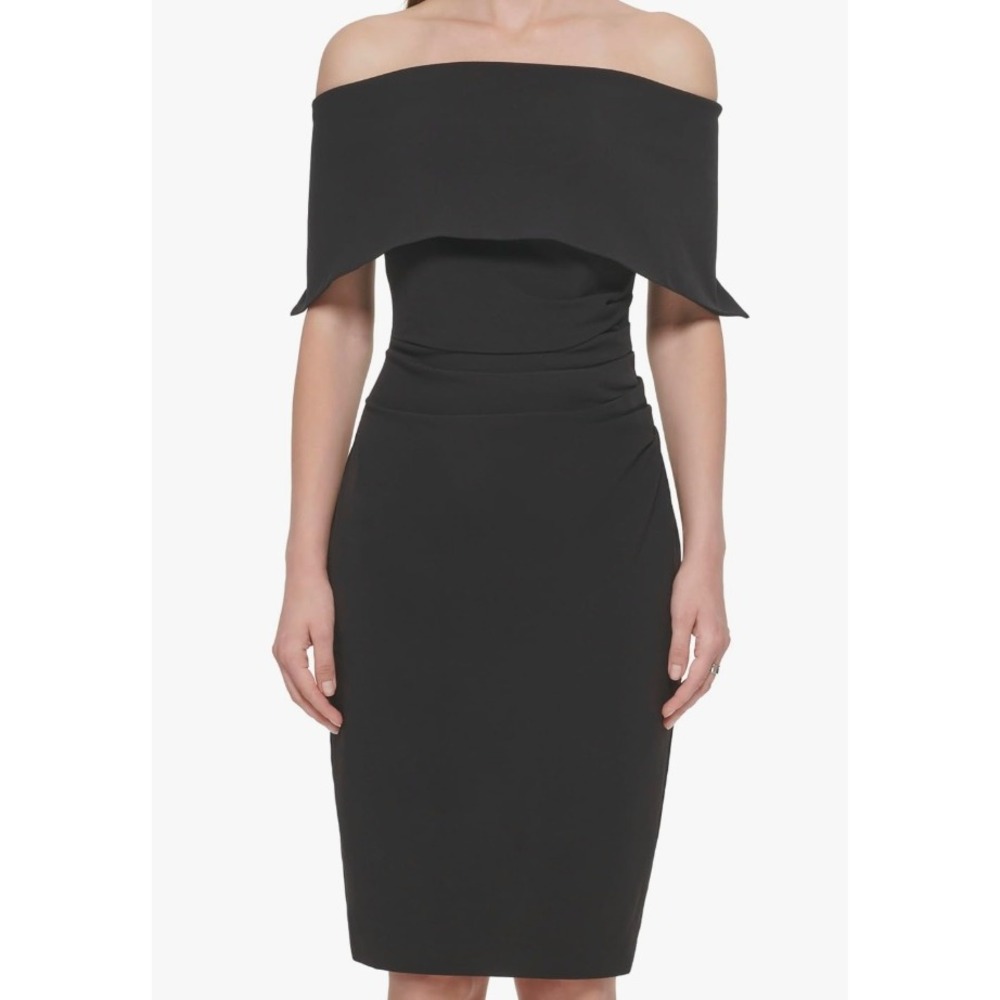 VINCE CAMUTO Popover Dress Black Off-The-Shoulder Ruched Women's Size 2 NWT LBD